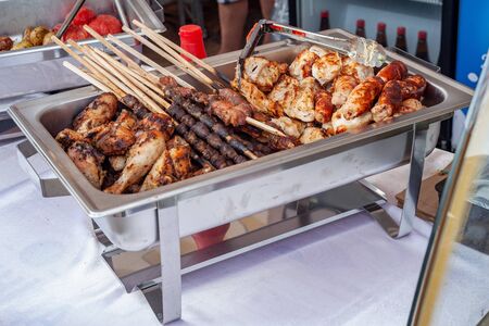 Shish kebab bbq for sale in street fast food.の写真素材