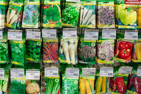 MINSK, BELARUS - June 29, 2020: Sale of Packed Seeds at store for gardenerのeditorial素材