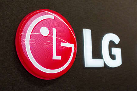 LG logo. Bright neon LG sign. South Korean multinational electronics company, LG Electronics. Minsk, Belarus - February 2, 2022のeditorial素材