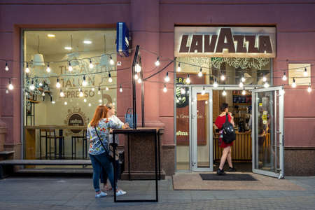 Lavazza coffe shop in Minsk City. Lavazza is a popular Italian coffee. Minsk, Belarus - june 2022のeditorial素材