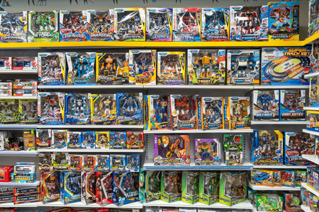 TRANSFORMERS plastic toys for sell in the supermarket. Minsk, Belarus, 2022のeditorial素材