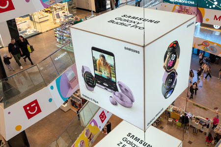 Samsung product advertising inside the shopping mall. Advertising Samsung Galaxy Z Flip 4 and...