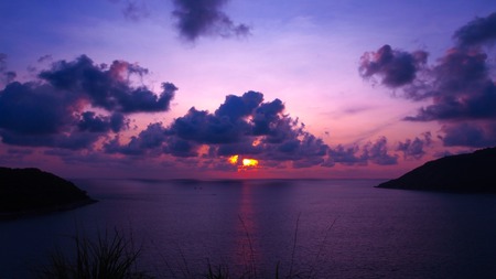 Phromthep cape at sunset Phuket, Thailandの写真素材
