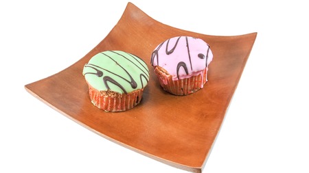 chocolate chips cup cakes of bread pastry backgroundの写真素材
