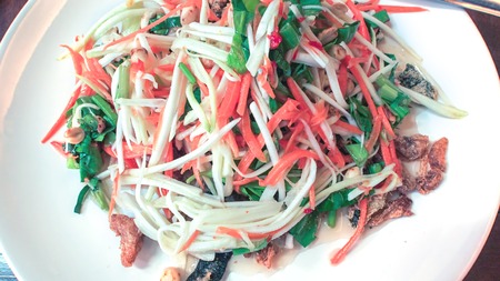 Thai mango fruit salad Vegetarian Styleの写真素材