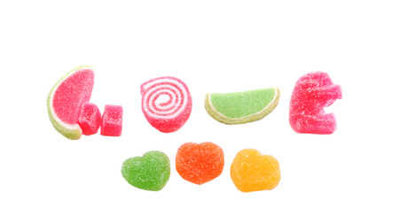 love-shaped jelly on white surfaceの写真素材