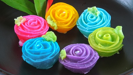 Aalaw candy roses on a white background.の写真素材