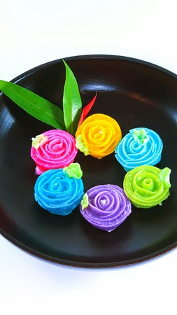 Aalaw candy roses on a white background.の写真素材