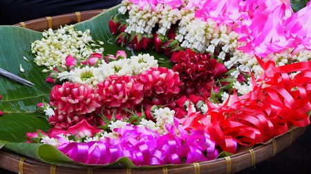 Garland Thailand Style Design on bannana leaf.
