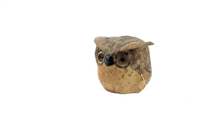Owl wood, characteristic owl graven in the woodの写真素材