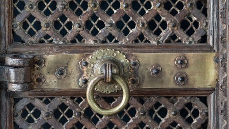 Door handles antique brass sphere .の写真素材