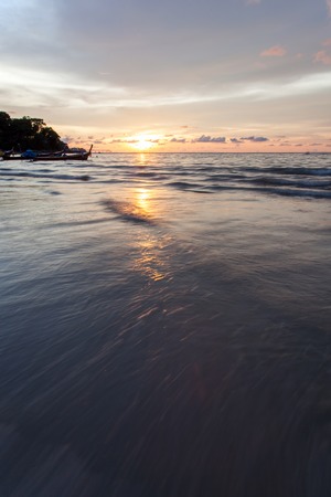 Sunset at the Patong beach Phuket Thailandの写真素材