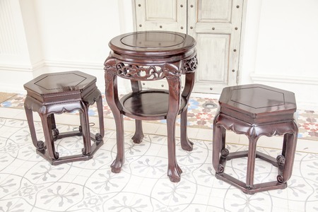 An Old house with Ancient Chinese table and chairsの写真素材