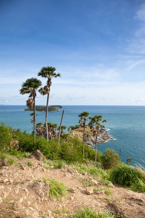 Phromthep cape viewpoint with blue sky Phuket Southern of Thailandの写真素材