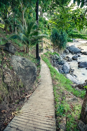 Concrete walkway next to Paradise beach.の写真素材