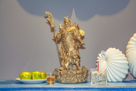 Statue of Guan Yu (Lord Guan) at thailandの写真素材