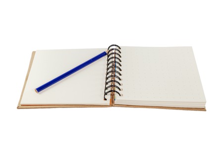 Spiral notebook open isolated on whiteの写真素材