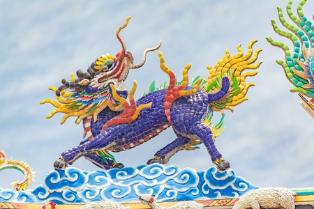Colorful chinese dragon-headed unicornの写真素材