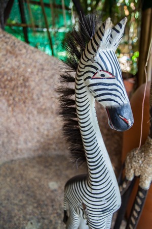 Wood toy zebra  for the gardenの写真素材