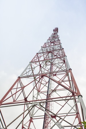 Telecommunication tower with antennas on toh-sae- mountain phuketの写真素材