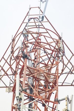 Telecommunication tower with antennas on toh-sae- mountain phuketの写真素材