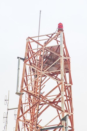 Telecommunication tower with antennas on toh-sae- mountain phuketの写真素材