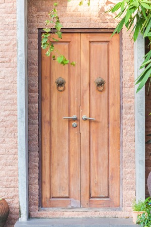wooden door and handles door Chinese style.の写真素材