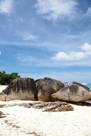 Beautiful white sand beach, clear water, white sand and sea tourism Nature. at Koh Miang  ,Similan Islandsの写真素材