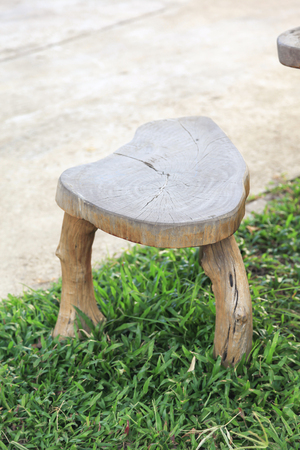 Old wooden chairs in the gardenの写真素材