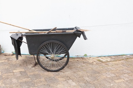 Empty metal wheel cleaning outdoor cartの写真素材