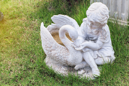 View of the beautiful statue in a gardenの写真素材