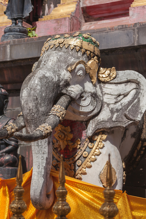 Beautiful Sculpture of elephant Thai style at temple Thailandの写真素材