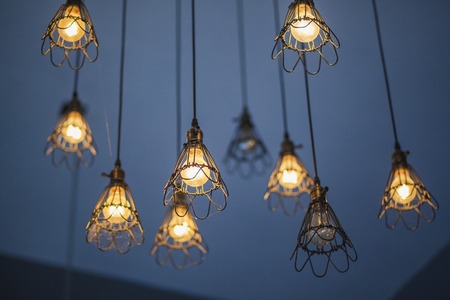 lamp ,light bulb and lamp in modern style in coffee shopの写真素材