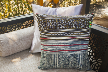 Beautiful pillow on sofa decoration in livingroom interiorの写真素材