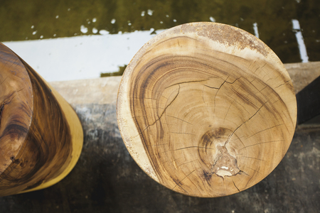 Small wooden chair,Wooden stool,Top viewの写真素材
