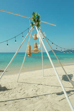 Beautiful Wooden arch for a seaside party at koh samed island in Thailandの写真素材