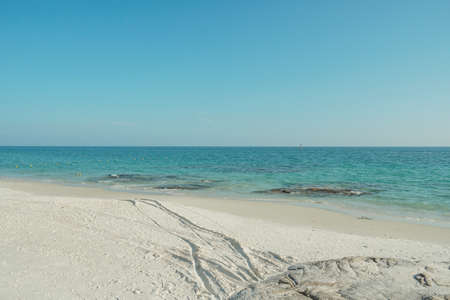 Beautiful tropical sunset scenery, sea view with horizon,calmness and relaxation.の写真素材