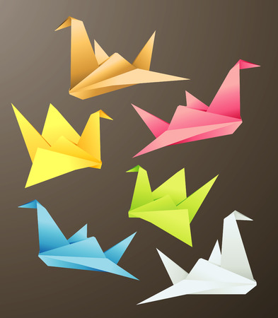 Bird Origami objects, vector illustrationのイラスト素材