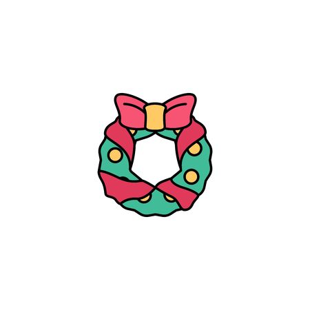 christmas wreath creative icon on white background.  Christmas icons collection.のイラスト素材