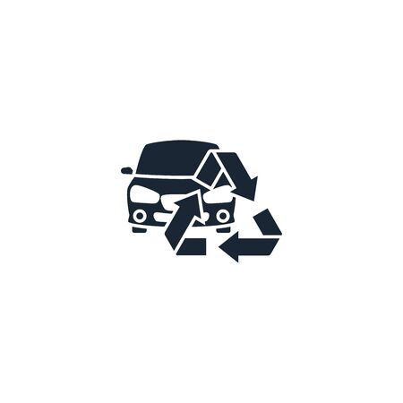 car recycling creative icon. From Recycling icons collection. Isolated car recycling sign on white backgroundのイラスト素材