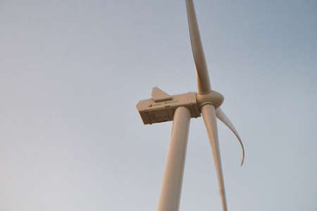 windmills in the field in the autumn eveningの写真素材