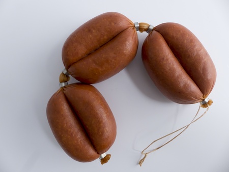 Turkish garlic sausage  Sucuk Cut の写真素材