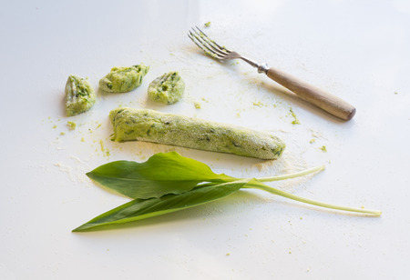 Gnocchi with wild garlic is Prepared.の写真素材