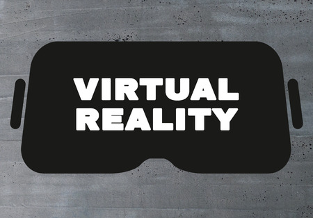 virtual reality concept on cement texture background.