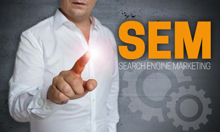 sem touchscreen is operated by man.の写真素材