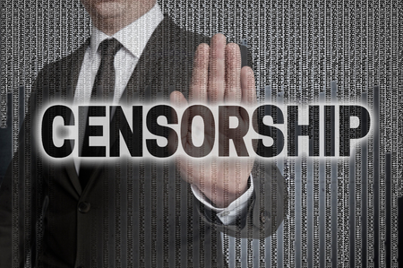 censorship with matrix is shown by businessman.の写真素材