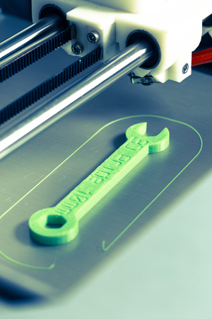 3d printing with light green filament.の写真素材