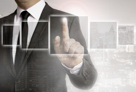 Businessman with urban background template concept.の写真素材