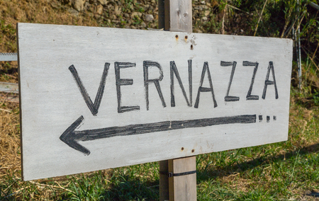 Sign Vernazza Cinque Terre Liguria Italy.の写真素材
