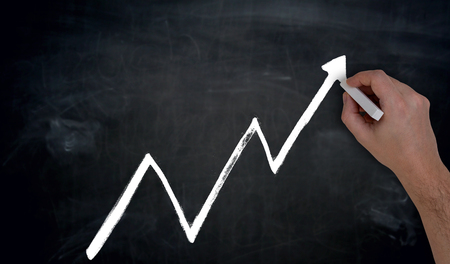 Graph is hand painted on blackboard.の写真素材